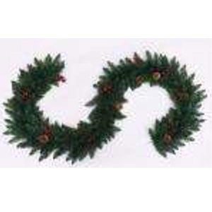 270Cm+270Tips PVC Garland, Pine Cones+Red Berries