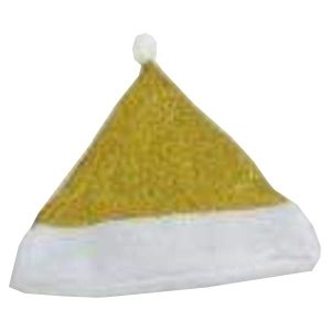 28X38Cm Christmas Hat, Shiny Gold/White