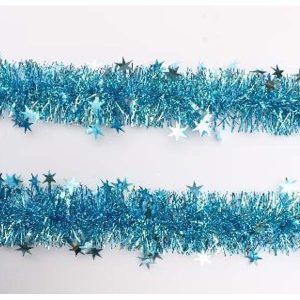 11Cm+9Cm*2M*6Ply Shiny Christmas Pet Tinsel With Stars Ornaments, Blue