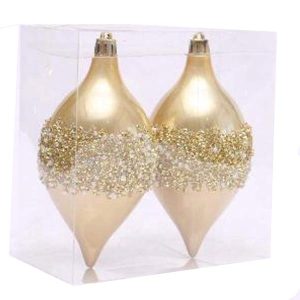 13.8*6.5Cm Plastic Gold Pearl Light Spaeicl Ball With Paillette And Beads Painted