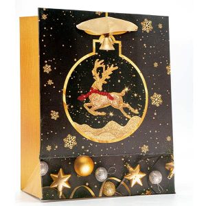 210G,Paper Bags23*18*10Cm (Gold Ball With Glitter)