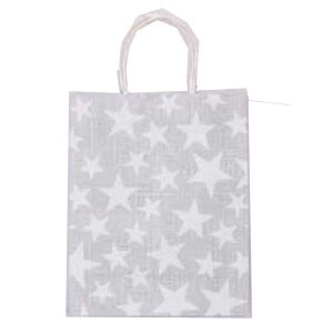 26*32*12.5Cm Kraft Bag+120G Kraft Paper + Four Color Print+Kraft Twine, White Star