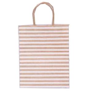 26*32*12.5Cm Kraft Bag+120G Kraft Paper + Four Color Print+Kraft Twine, White Stripe