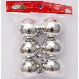 5Cm Shiny Plastic Ball 6Pcs/Pkt, Silver