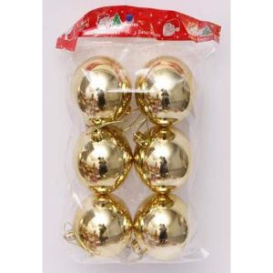 6Cm Shiny Plastic Ball 6pcs/Pkt, Gold