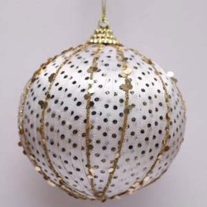 8Cm Foam Ball Wrapped With White Lace, With Glitter, With Paillette ,Hand Painting