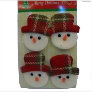 9*7Cm Snowman Non-Woven Ornament, 4Pcs/Pkt