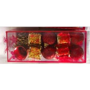 Christmas Hamging Drums, Bells & Balls Set In Transparent Box Set Of 20 Pcs