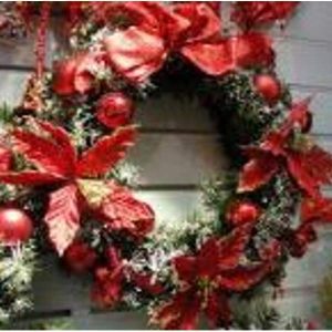 Christmas Wreath 40Cm Decorated Green/Red