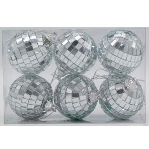 GF2022 5Cm Silver Foam Mirror Hanging Ball, 6Pcs/Pkt