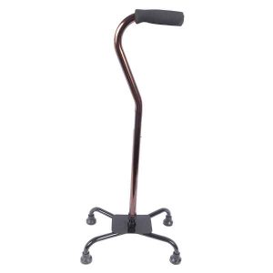 Quad Cane (4 Legs), Top Part Made Of Aluminium Bronze Color, Lower Part Made Of Steel Black Powder Coated