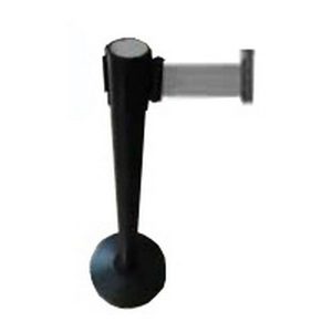 Queue Divider Stainless Steel Black Pole (H-90cm) With White Strap (L-1.9M) With Base