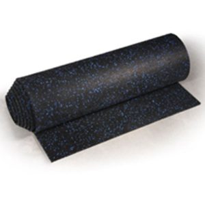Rolled Rubber Flooring 1M X 10M X 6Mm. Floor Protection For Homes, Schools And Gyms. Clack Color With Blue Flecks