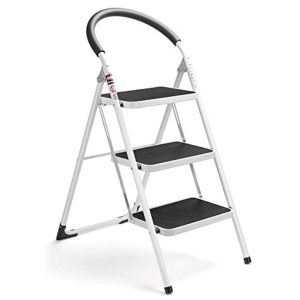 Round Handle Metal Ladder 3 Steps, Height: 115*48*65Cm Black & White - YB-203A