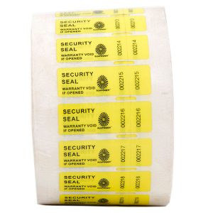 Security Seal, Yellow Color, Serially Numbered