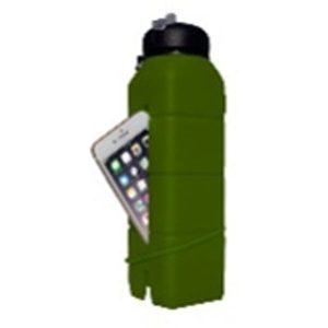 Silicon Sound Water Bottle & Phone Holder, 26Oz, Dark Green, AceCamp