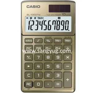 SL-1000TW-GD Pocket Size Calculator 10 Digits, 2 Way Power, Ex-Large Display Casio Gold