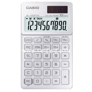 SL-1000TW-WE Pocket Size Calculator 10 Digits, 2 Way Power, Ex-Large Display Casio White