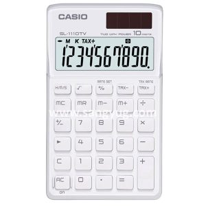 SL-1110TV-WE Pocket Size Calculator 10 Digits Casio Sl-1110Tv-We 2 Way White