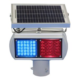 Solar Rechargable Traffic Light 6W Led Red/Blue, 6V/12W Solar With Adjustable Stand, Waterproof