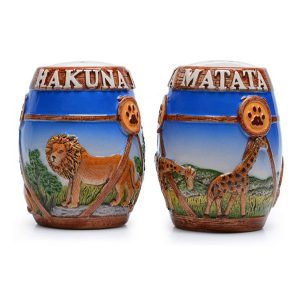 Souvenir Salt And Pepper Set inchHakuna Matatainch With Lion/Giraffe Embossed