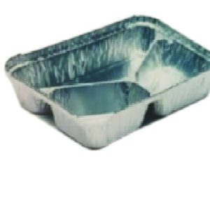 St-Alum Container Rect 8576/3 Section - 23 X 18 X 4 Cm, Pack Of 125 Pcs, With Lid