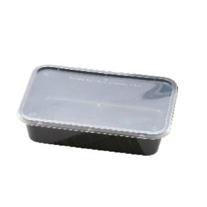 St-Black Microwaveable, Cont Rect. 500 Ml W/Clear Pp Lids, Pack Of 25 Pcs