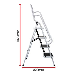 Steel Ladder With Hand Rail Support At Top, 4 Step - DLS204-A