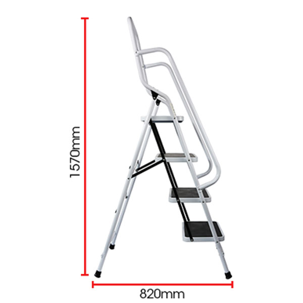 Steel Ladder With Hand Rail Support At Top, 4 Step - DLS204-A