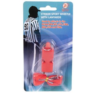 Striker Sports Whistle With Lanyard Assorted Color on Blister Pack