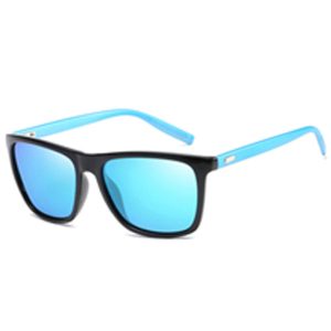 Sunglass 608-01A Blue Tinted With Blue Stick Frame, With Cloth String Pull Tie Cloth Cover