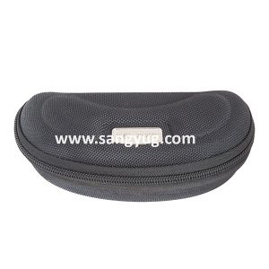 Sunglass Case Black Embossed Hard, With Silver Ruby Sports On It