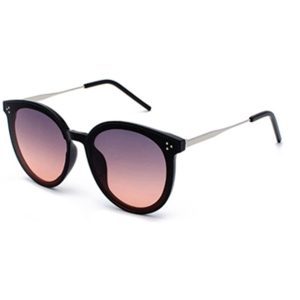 Sunglass Metal Frame With AC Lens, Black/Pink Gray, With Case