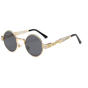Sunglass Metal Frame With PC Lens, C10, Black/Gold With Case