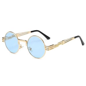 Sunglass Metal Frame With PC Lens, C22, Blue/Gold, With Case