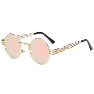 Sunglass Metal Frame With PC Lens, C9, Pink/Gold With Case
