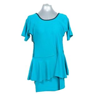 Swim Costume With Full Frill Black/Peacock Blue/Navy Blue Size 5XL