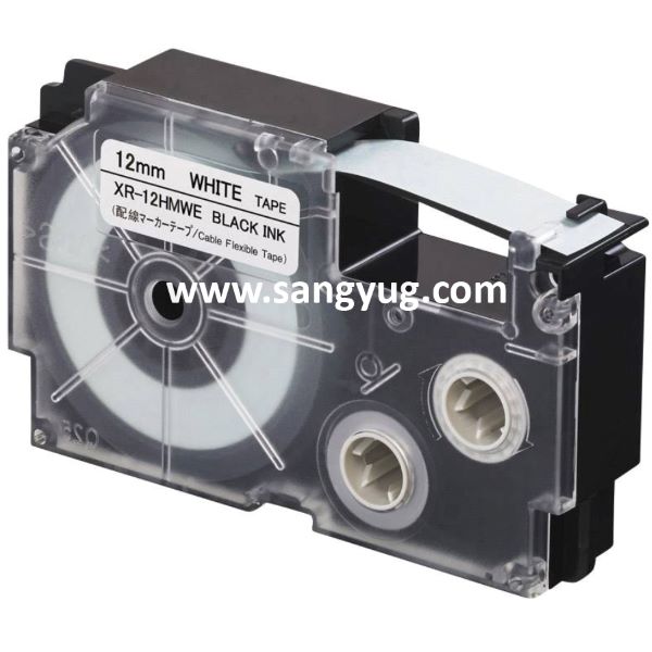 Tape Cartridge 12Mmx5.5M Cable Flexible Tape Casio Black On White