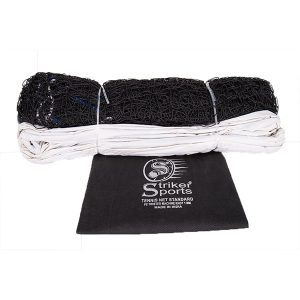 Tennis Net For Double Players With 15M Cteel Cable, Durable Official Standard Size, Black With Carry Bag, 12.8x1.08M, ?3mm PE