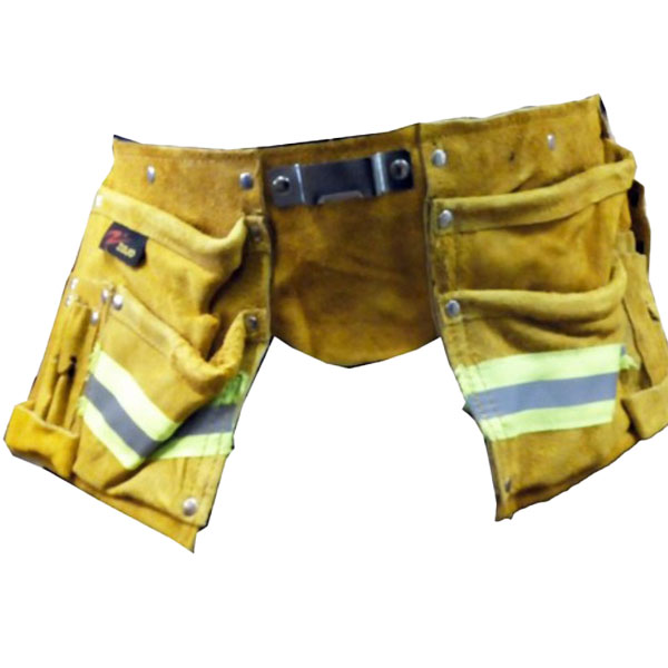 Tool Holder Leather Yellow With Reflective Strips Multi Pocket