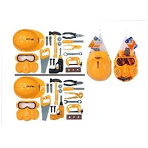 Tool Set Super Toys 3 Plus, Engineering Tool Set Yellow 9pcs With Small Helmet, In Netbag