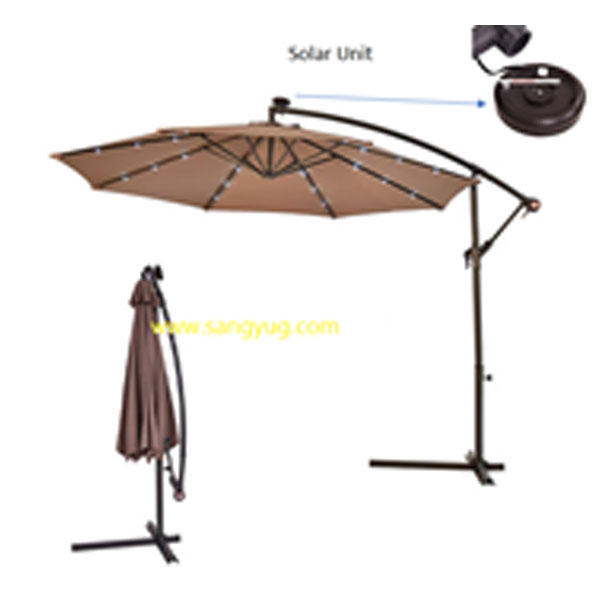 Umbrella, Cantilever Parasol With Metal Stand, 6 Ribs Diameter-2.7M