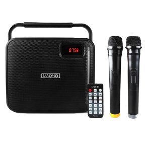 Voice Amplifier With Wireless Handheld Microphone, 6.5inch Karaoke Speaker, Usb/Sd Input, Bluetooth, Fm, Shiming Led, Mp3 Player, 30W Rechargable Maono