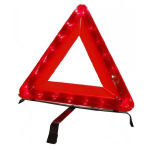 Warning Triangle W/ Led Lights, Metal Stand