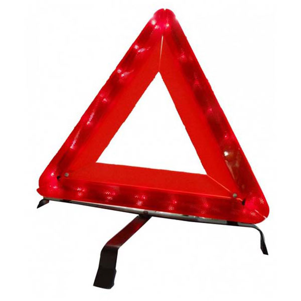 Warning Triangle W/ Led Lights, Metal Stand