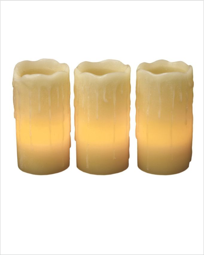 Wax Look Led Candle Set Of 3