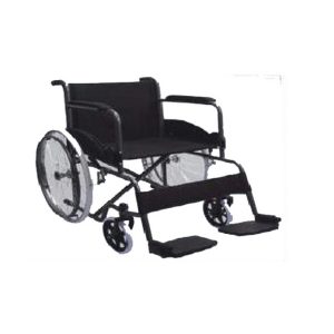 Powder Coated Steel Wheelchair – Fixed Armrest & Legrest, 8" PVC Front Castor, 24" Solid Spoke Wheels