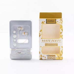 White Party - In-Ear Earphone With Mic & Volume Control (Super Bass Sound, 2 Set Extra Ear Sleeve) Cliptec Gold
