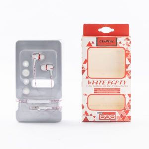 White Party - In-Ear Earphone With Mic & Volume Control (Super Bass Sound, 2 Set Extra Ear Sleeve) Cliptec Red