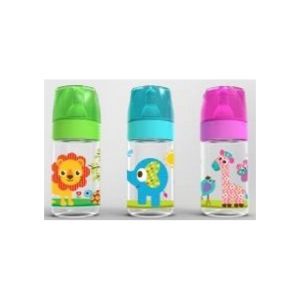 Wide Neck Bottle, W/ Silicone Nipple And Star Hood 8Oz Jungle Buddies